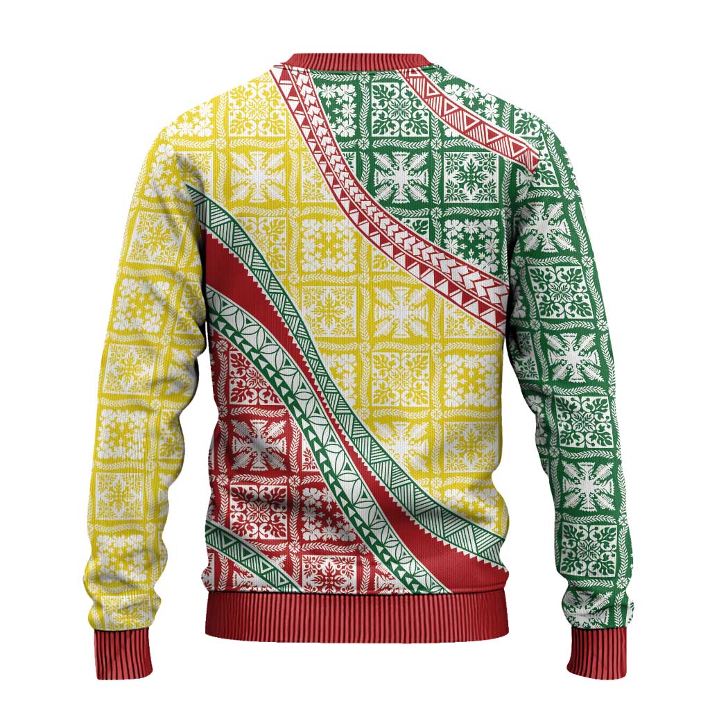 Hawaiian Quilt Pattern Ugly Christmas Sweater Special Color Mixed - Polynesian Pride