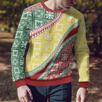 Hawaiian Quilt Pattern Ugly Christmas Sweater Special Color Mixed - Polynesian Pride