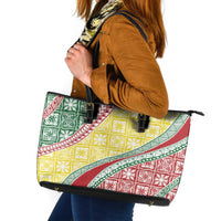 Hawaiian Quilt Pattern Leather Tote Bag Special Color Mixed - Polynesian Pride