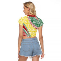 Hawaiian Quilt Pattern Raglan Cropped T Shirt Special Color Mixed - Polynesian Pride