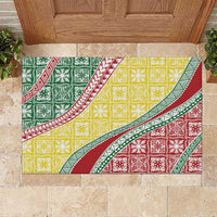 Hawaiian Quilt Pattern Rubber Doormat Special Color Mixed - Polynesian Pride