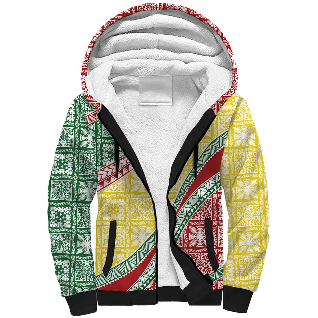 Hawaiian Quilt Pattern Sherpa Hoodie Special Color Mixed - Polynesian Pride