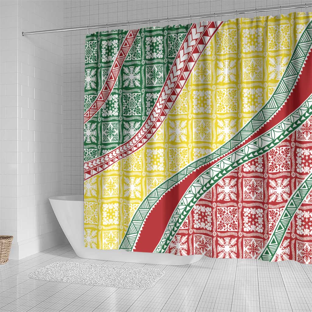 Hawaiian Quilt Pattern Shower Curtain Special Color Mixed - Polynesian Pride