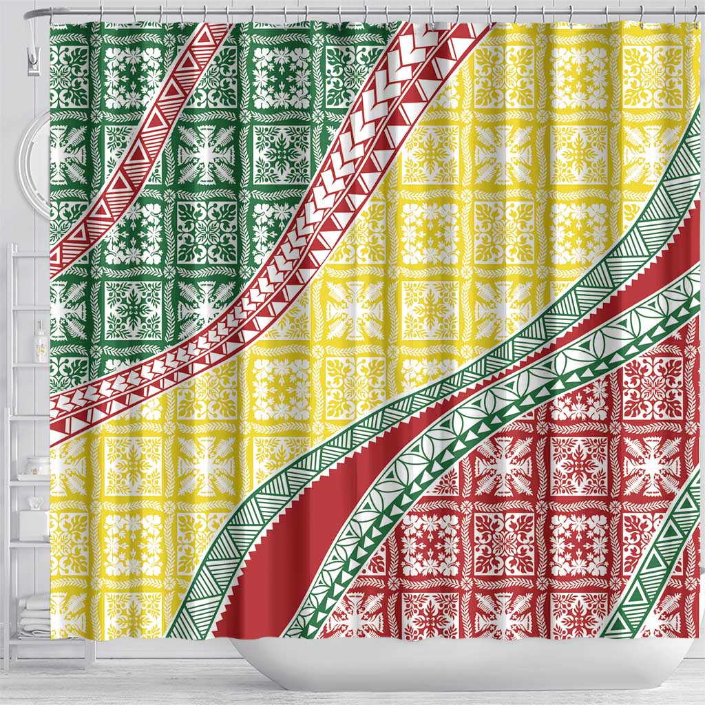 Hawaiian Quilt Pattern Shower Curtain Special Color Mixed - Polynesian Pride