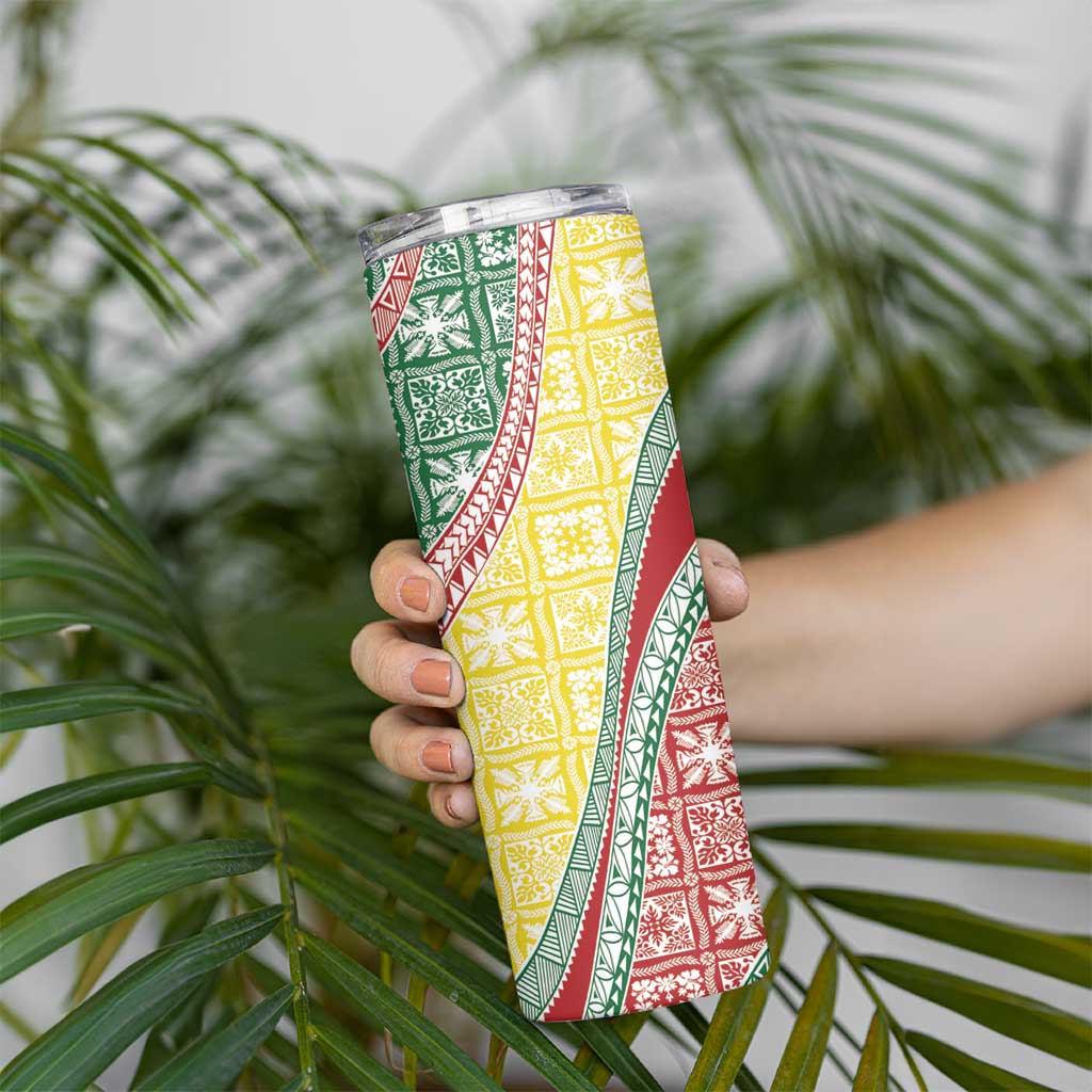 Hawaiian Quilt Pattern Skinny Tumbler Special Color Mixed - Polynesian Pride