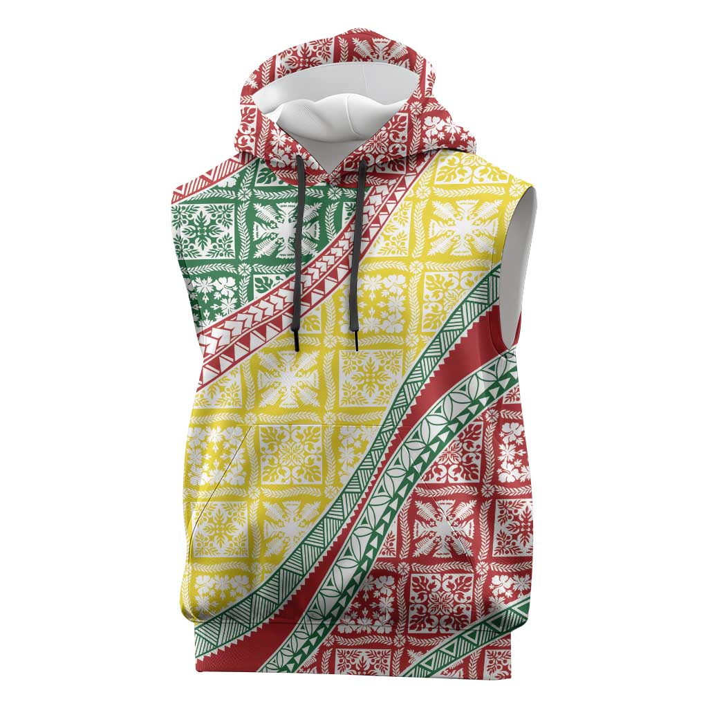Hawaiian Quilt Pattern Sleeveless Hoodie Special Color Mixed - Polynesian Pride