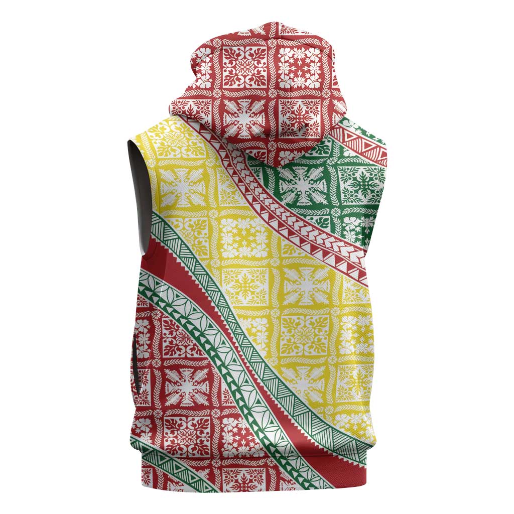 Hawaiian Quilt Pattern Sleeveless Hoodie Special Color Mixed - Polynesian Pride