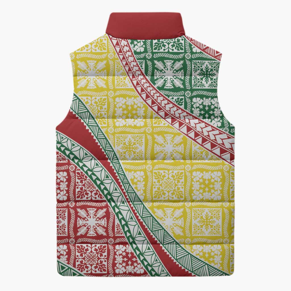 Hawaiian Quilt Pattern Sleeveless Puffer Jacket Special Color Mixed - Polynesian Pride