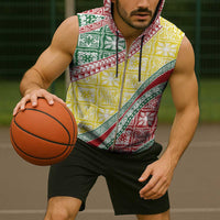 Hawaiian Quilt Pattern Sleeveless Zip Hoodie Special Color Mixed - Polynesian Pride