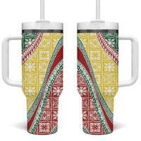 Hawaiian Quilt Pattern Tumbler With Handle Special Color Mixed - Polynesian Pride