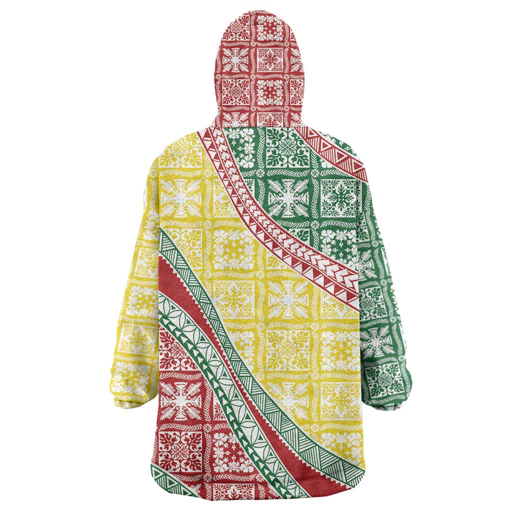 Hawaiian Quilt Pattern Wearable Blanket Hoodie Special Color Mixed - Polynesian Pride