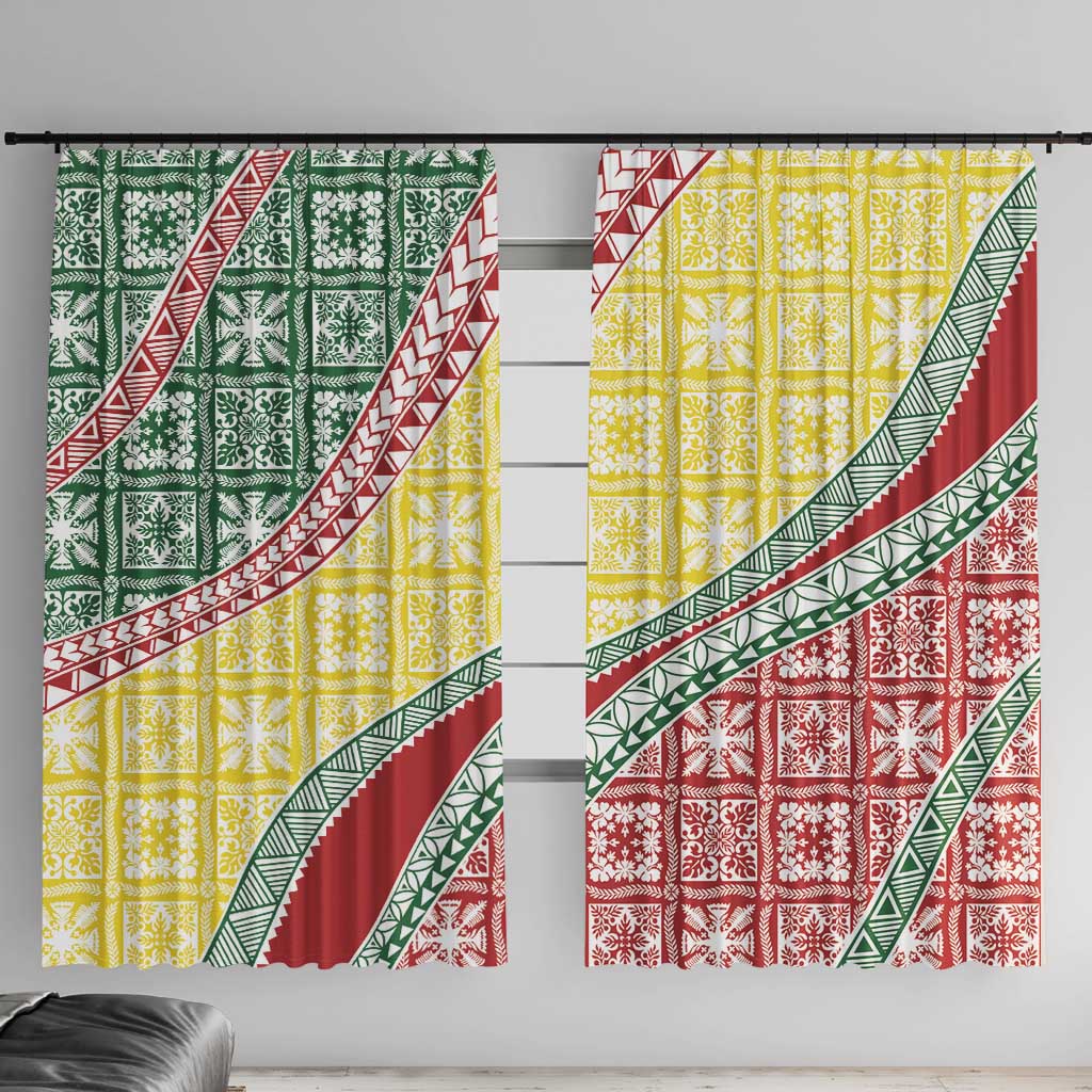 Hawaiian Quilt Pattern Window Curtain Special Color Mixed - Polynesian Pride