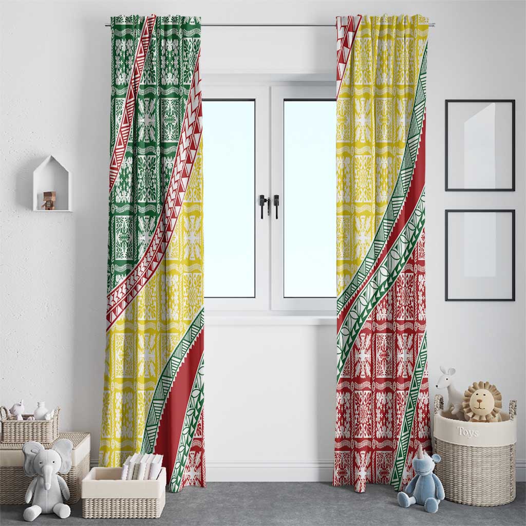 Hawaiian Quilt Pattern Window Curtain Special Color Mixed - Polynesian Pride