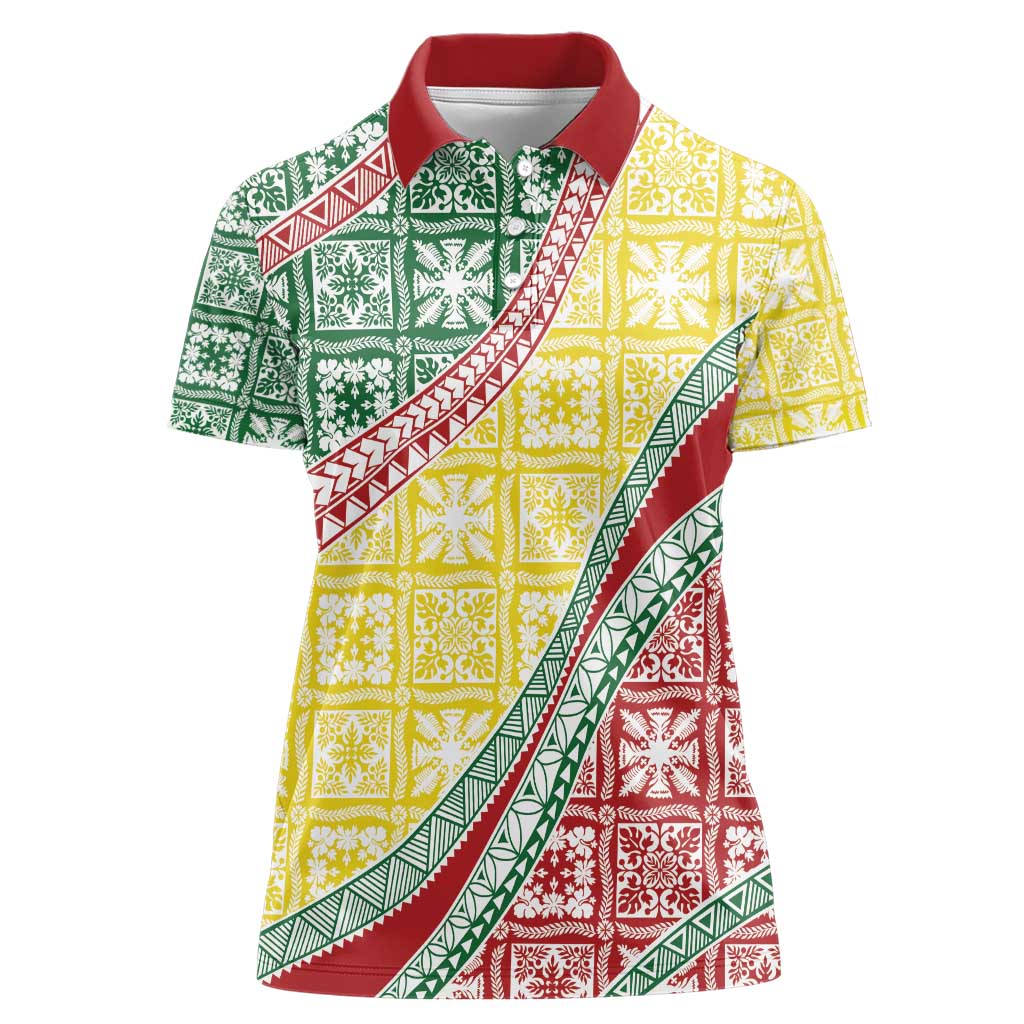 Hawaiian Quilt Pattern Women Polo Shirt Special Color Mixed - Polynesian Pride