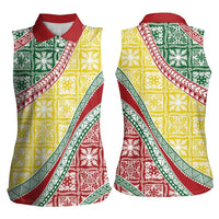 Hawaiian Quilt Pattern Women Sleeveless Polo Shirt Special Color Mixed - Polynesian Pride