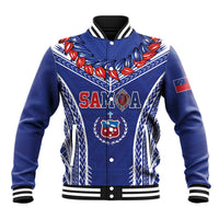 Custom Rugby Samoa 2026 Baseball Jacket UlaFala Polynesian Pattern LT01 Unisex Blue - Polynesian Pride