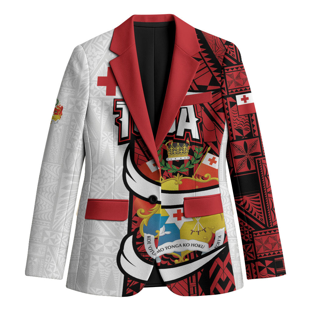 Custom Rugby Tonga 2026 Blazer Ngatu Pattern Special Version LT01 Unisex Red - Polynesian Pride