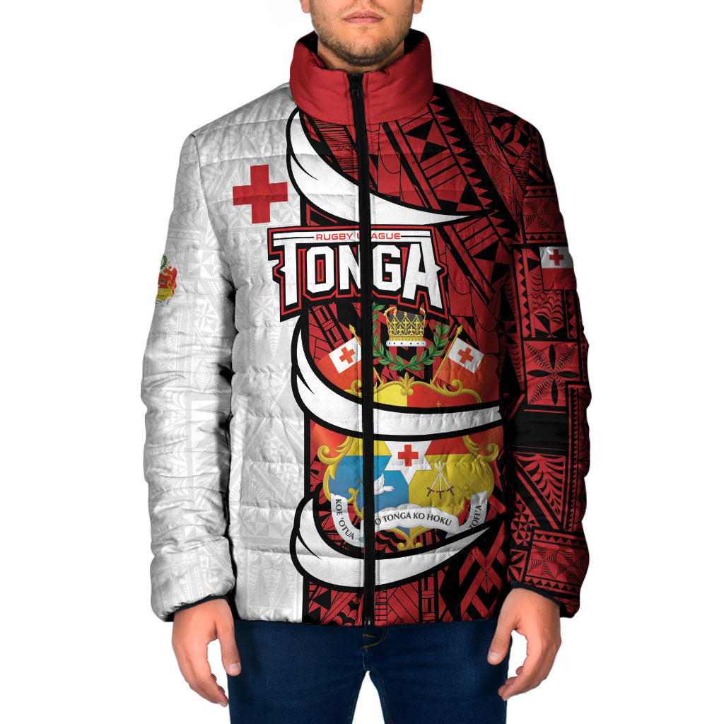 Custom Rugby Tonga 2026 Padded Jacket Ngatu Pattern Special Version LT01 Men Red - Polynesian Pride
