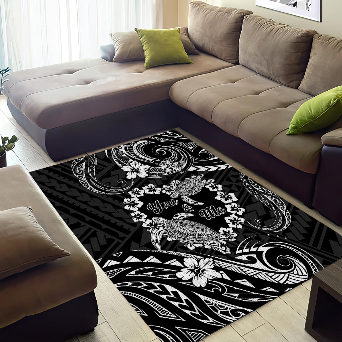 Polynesian Turtle Valentine Area Rug You And Me Hibiscus Heart LT01 - Polynesian Pride