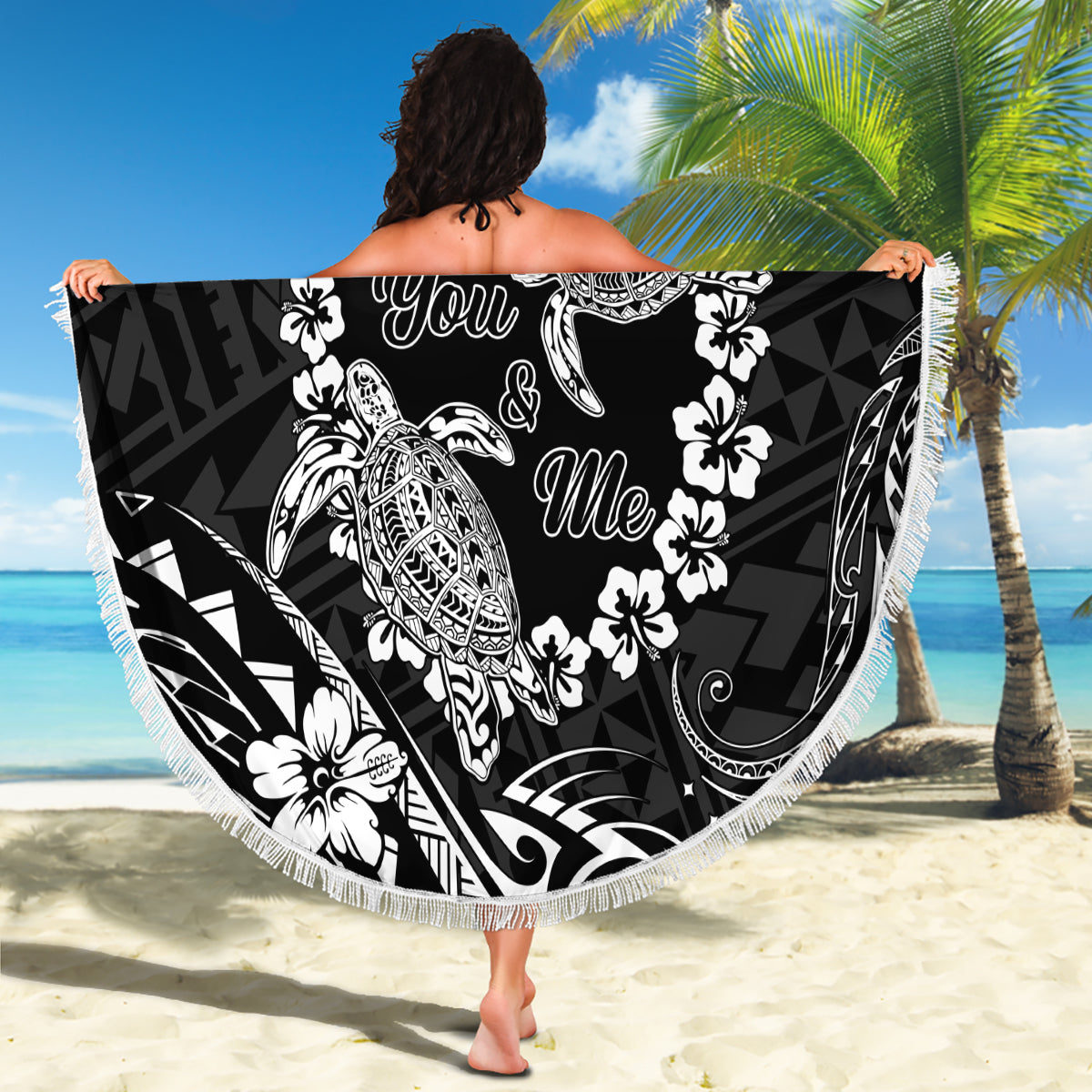 Polynesian Turtle Valentine Beach Blanket You And Me Hibiscus Heart LT01 - Polynesian Pride