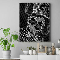 Polynesian Turtle Valentine Canvas Wall Art You And Me Hibiscus Heart LT01 Black - Polynesian Pride