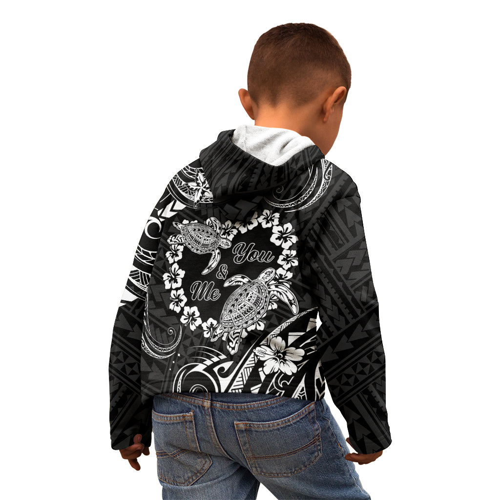 Polynesian Turtle Valentine Kid Hoodie You And Me Hibiscus Heart LT01 - Polynesian Pride