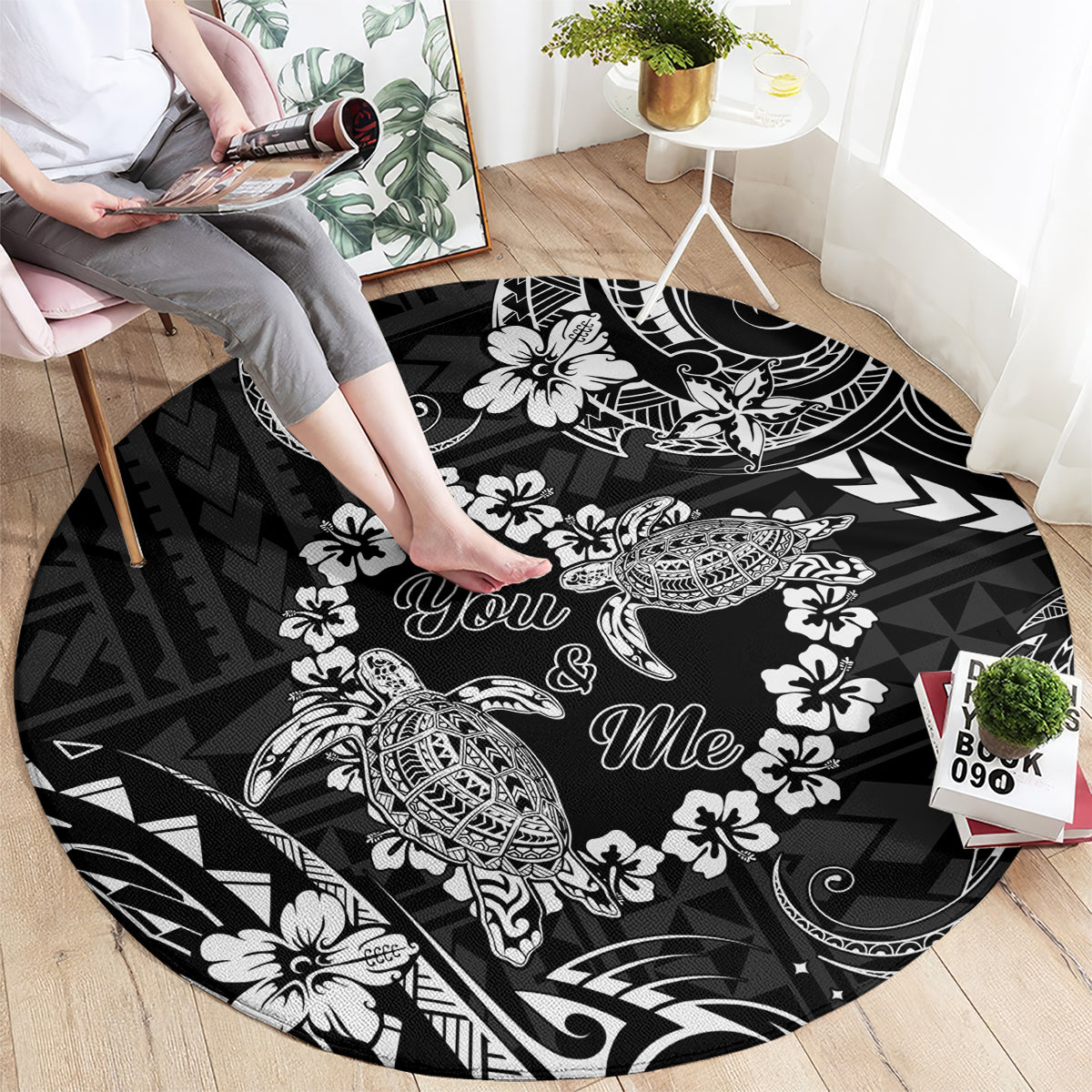 Polynesian Turtle Valentine Round Carpet You And Me Hibiscus Heart LT01 - Polynesian Pride