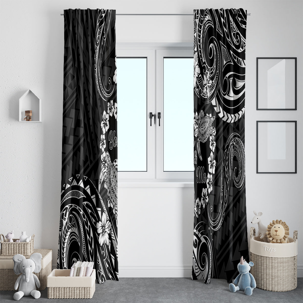 Polynesian Turtle Valentine Window Curtain You And Me Hibiscus Heart LT01 - Polynesian Pride