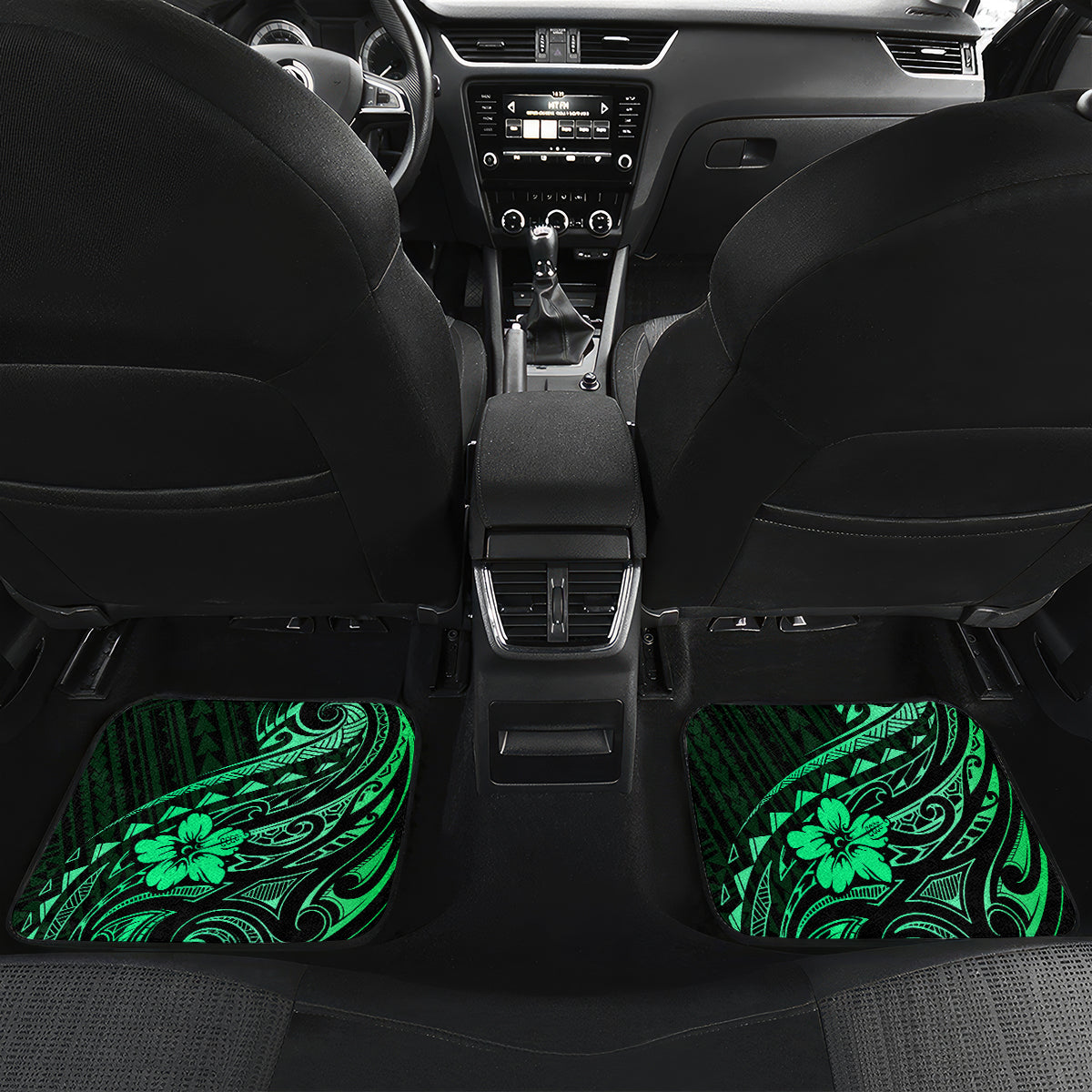 Polynesian Turtle Valentine Car Mats You And Me Green Hibiscus Heart LT01 - Polynesian Pride
