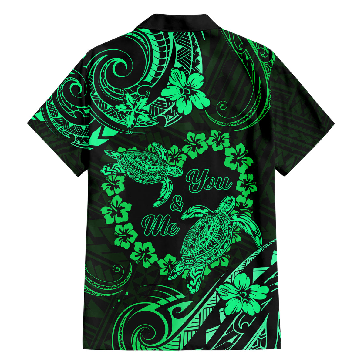 Polynesian Turtle Valentine Hawaiian Shirt You And Me Green Hibiscus Heart LT01 - Polynesian Pride