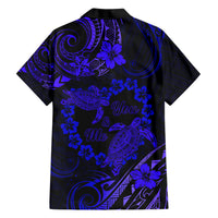 Polynesian Turtle Valentine Family Matching Short Sleeve Bodycon Dress and Hawaiian Shirt You And Me Navy Blue Hibiscus Heart LT01 - Polynesian Pride