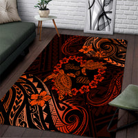 Polynesian Turtle Valentine Area Rug You And Me Orange Hibiscus Heart LT01 Orange - Polynesian Pride