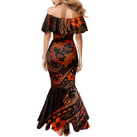Polynesian Turtle Valentine Family Matching Mermaid Dress and Hawaiian Shirt You And Me Orange Hibiscus Heart LT01 - Polynesian Pride