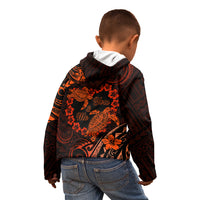 Polynesian Turtle Valentine Kid Hoodie You And Me Orange Hibiscus Heart LT01 - Polynesian Pride