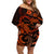 Polynesian Turtle Valentine Off Shoulder Short Dress You And Me Orange Hibiscus Heart LT01 Women Orange - Polynesian Pride