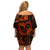 Polynesian Turtle Valentine Off Shoulder Short Dress You And Me Orange Hibiscus Heart LT01 - Polynesian Pride