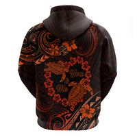 Polynesian Turtle Valentine Zip Hoodie You And Me Orange Hibiscus Heart LT01 - Polynesian Pride