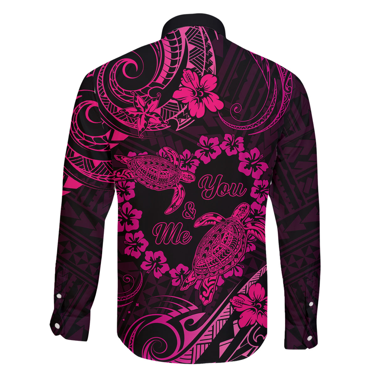 Polynesian Turtle Valentine Family Matching Mermaid Dress and Hawaiian Shirt You And Me Pink Hibiscus Heart LT01 - Polynesian Pride
