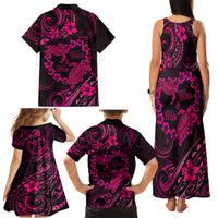Polynesian Turtle Valentine Family Matching Tank Maxi Dress and Hawaiian Shirt You And Me Pink Hibiscus Heart LT01 - Polynesian Pride