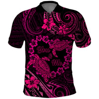 Polynesian Turtle Valentine Polo Shirt You And Me Pink Hibiscus Heart LT01 Pink - Polynesian Pride