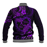 Polynesian Turtle Valentine Baseball Jacket You And Me Purple Hibiscus Heart LT01 - Polynesian Pride