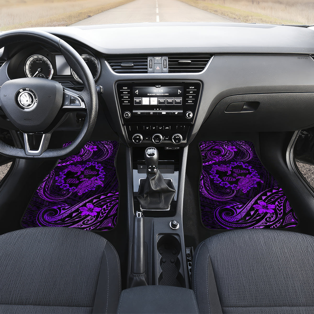 Polynesian Turtle Valentine Car Mats You And Me Purple Hibiscus Heart LT01 - Polynesian Pride