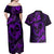 Polynesian Turtle Valentine Couples Matching Off Shoulder Maxi Dress and Hawaiian Shirt You And Me Purple Hibiscus Heart LT01 - Polynesian Pride