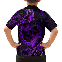Polynesian Turtle Valentine Family Matching Long Sleeve Bodycon Dress and Hawaiian Shirt You And Me Purple Hibiscus Heart LT01 - Polynesian Pride