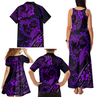 Polynesian Turtle Valentine Family Matching Tank Maxi Dress and Hawaiian Shirt You And Me Purple Hibiscus Heart LT01 - Polynesian Pride