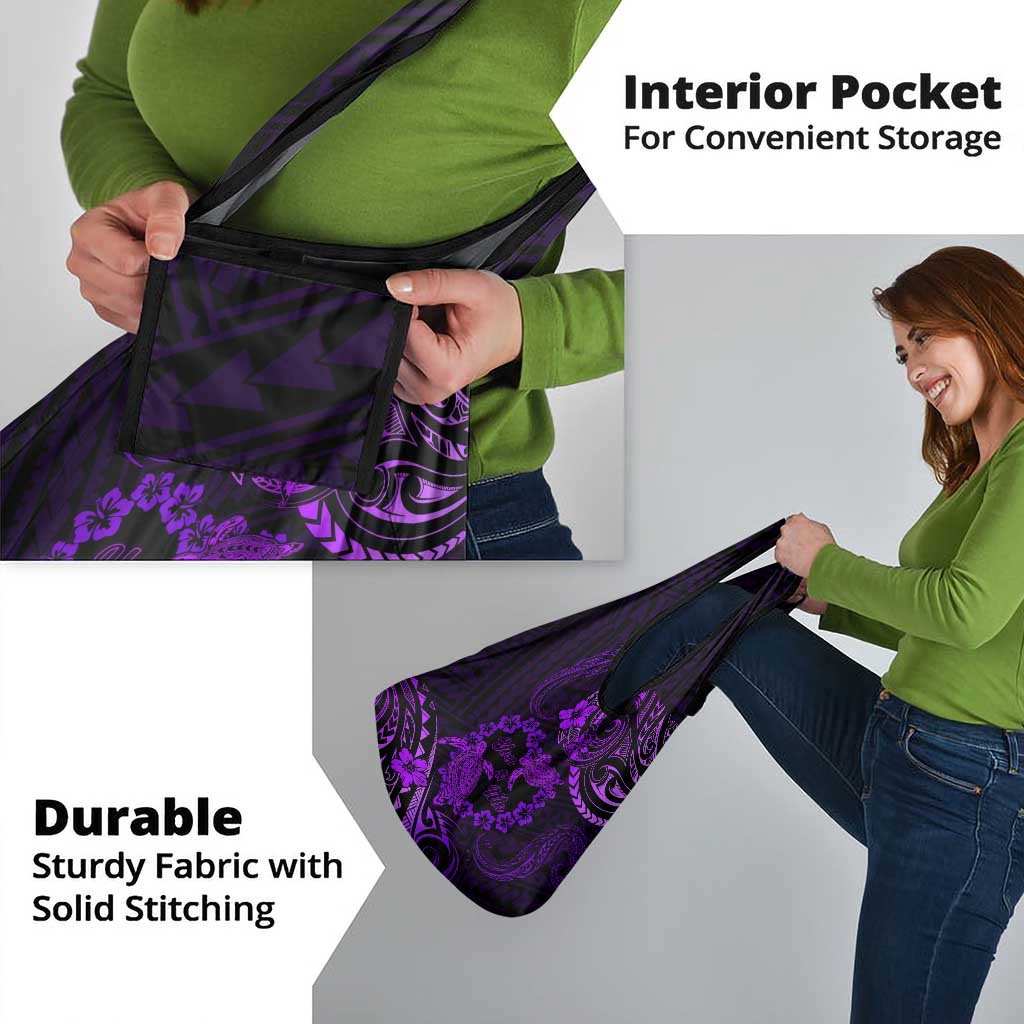 Polynesian Turtle Valentine Grocery Bag You And Me Purple Hibiscus Heart