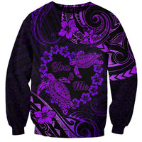 Polynesian Turtle Valentine Sweatshirt You And Me Purple Hibiscus Heart LT01 Unisex Purple - Polynesian Pride