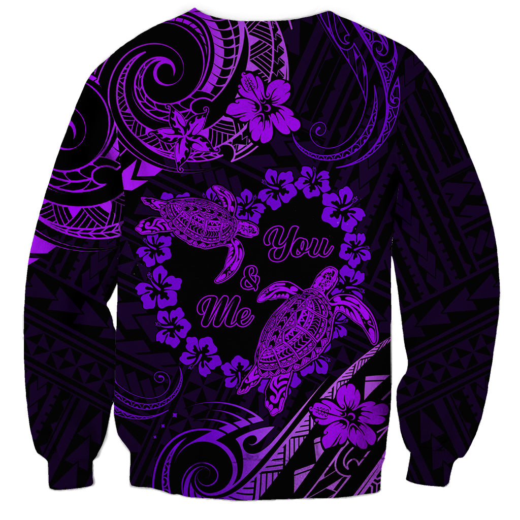 Polynesian Turtle Valentine Sweatshirt You And Me Purple Hibiscus Heart LT01 - Polynesian Pride