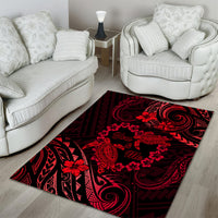 Polynesian Turtle Valentine Area Rug You And Me Red Hibiscus Heart LT01 - Polynesian Pride