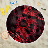 Polynesian Turtle Valentine Beach Blanket You And Me Red Hibiscus Heart LT01 One Size 150cm Red - Polynesian Pride